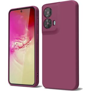Husa pentru  Motorola Moto G35 Liquid Silicone, subțire, captusita cu microfibra, anti amprentă, protectie cameră foto, bordeaux