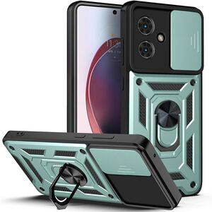 Husa pentru  Motorola Moto G55 Ring Armor Kickstand Tough Rugged Cover cu protectie camera, verde