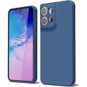 Husa pentru  Motorola Edge 50 Neo Liquid Silicone, subțire, captusita cu microfibra, anti amprentă, protectie cameră foto, albastru