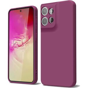 Husa pentru  Motorola Edge 50 Neo Liquid Silicone, subțire, captusita cu microfibra, anti amprentă, protectie cameră foto, bordeaux