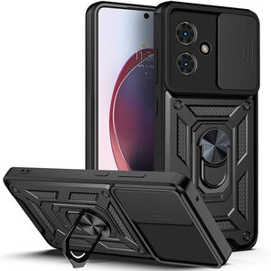 Husa pentru  Motorola Moto G55 Ring Armor Kickstand Tough Rugged Cover cu protectie camera, negru