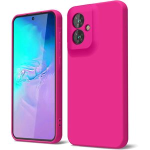 Husa pentru  Motorola Moto G55 Liquid Silicone, subțire, captusita cu microfibra, anti amprentă, protectie cameră foto, fucsia