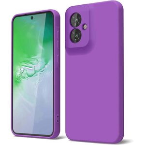 Husa pentru  Motorola Moto G55 Liquid Silicone, subțire, captusita cu microfibra, anti amprentă, protectie cameră foto, mov