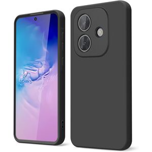 Husa pentru  Oppo A40 Liquid Silicone, subțire, captusita cu microfibra, anti amprentă, protectie cameră foto, negru