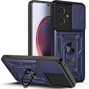 Husa pentru  Motorola Moto G55 Ring Armor Kickstand Tough Rugged Cover cu protectie camera, albastru