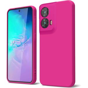 Husa pentru  Motorola Moto G35 Liquid Silicone, subțire, captusita cu microfibra, anti amprentă, protectie cameră foto, fucsia