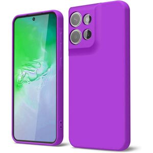 Husa pentru  Motorola Edge 50 Neo Liquid Silicone, subțire, captusita cu microfibra, anti amprentă, protectie cameră foto, mov