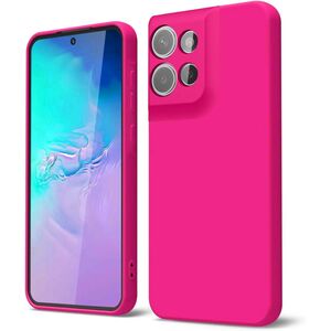 Husa pentru  Motorola Edge 50 Neo Liquid Silicone, subțire, captusita cu microfibra, anti amprentă, protectie cameră foto, fucsia