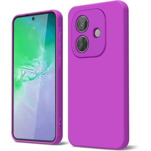 Husa pentru  Oppo A40 Liquid Silicone, subțire, captusita cu microfibra, anti amprentă, protectie cameră foto, mov