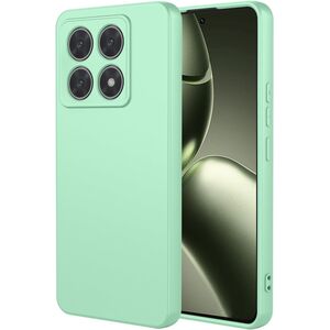 Husa pentru  Xiaomi 14T Liquid Silicone, subțire, captusita cu microfibra, anti amprentă, protectie cameră foto, verde