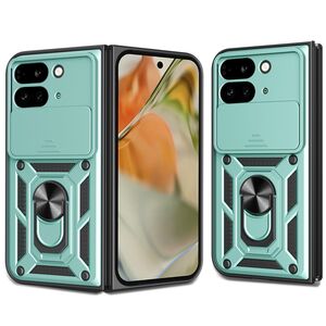 Husa pentru  Google Pixel 9 Pro Fold Ring Armor Kickstand Tough Rugged Cover cu protectie camera, verde