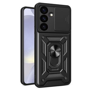Husa pentru  Samsung Galaxy S24 FE Ring Armor Kickstand Tough Rugged Cover cu protectie camera, negru