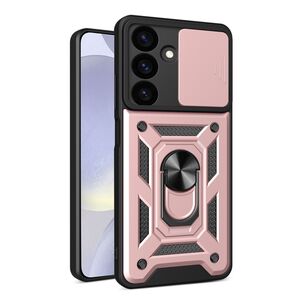 Husa pentru  Samsung Galaxy S24 FE Ring Armor Kickstand Tough Rugged Cover cu protectie camera, roz