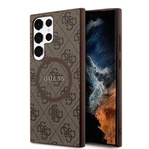 Husa pentru  Samsung Galaxy S24 Ultra Guess - 4G Collection Leather MagSafe - maro