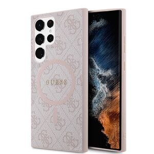 Husa pentru  Samsung Galaxy S24 Ultra Guess - 4G Collection Leather MagSafe - roz