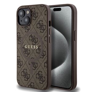Husa pentru  iPhone 15 Guess - 4G Collection Leather MagSafe - maro
