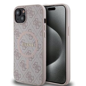 Husa pentru  iPhone 15 Guess - 4G Collection Leather MagSafe - roz