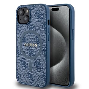 Husa pentru  iPhone 15 Plus Guess - 4G Collection Leather MagSafe - albastru