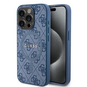 Husa pentru  iPhone 15 Pro Guess - 4G Collection Leather MagSafe - albastru