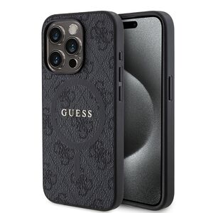 Husa pentru  iPhone 15 Pro Guess - 4G Collection Leather MagSafe - negru