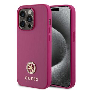 Husa pentru  iPhone 15 Pro Guess- Strass Metal - roz