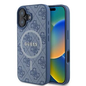 Husa pentru  iPhone 16 Guess - 4G Ring Classic MagSafe - albastru