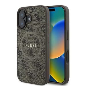 Husa pentru  iPhone 16 Plus Guess - 4G Ring Classic MagSafe - maro