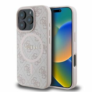Husa pentru  iPhone 16 Pro Guess - 4G Ring Classic MagSafe - roz