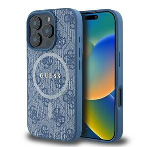 Husa pentru  iPhone 16 Pro Max Guess - 4G Ring Classic MagSafe - albastru