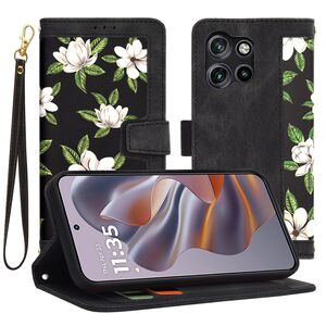 Husa tip carte pentru  Motorola Edge 50 Neo, functie stand si port carduri, negru