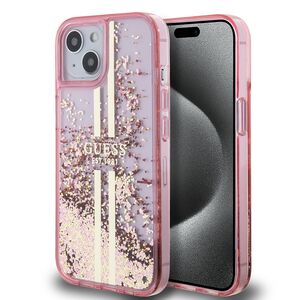 Husa pentru  iPhone 15 Guess - Liquid Glitter - roz