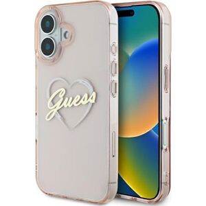 Husa pentru  iPhone 16 Guess - Hardcase IML Heart - roz