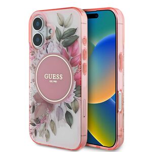 Husa pentru  iPhone 16 Plus cu MagSafe Guess - IML Series - roz neon