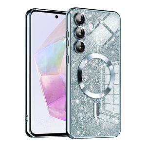 Husa pentru  Samsung Galaxy A35 cu MagSafe Sparkle Glare Detachable Layer, cu protectie lentile - albastru deschis
