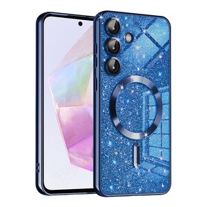 Husa pentru  Samsung Galaxy A35 cu MagSafe Sparkle Glare Detachable Layer, cu protectie lentile - albastru