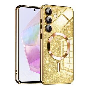 Husa pentru  Samsung Galaxy A35 cu MagSafe Sparkle Glare Detachable Layer, cu protectie lentile - auriu