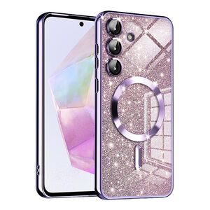 Husa pentru  Samsung Galaxy A35 cu MagSafe Sparkle Glare Detachable Layer, cu protectie lentile - mov deschis