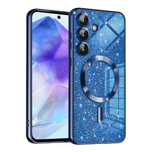 Husa pentru  Samsung Galaxy A55 cu MagSafe Sparkle Glare Detachable Layer, cu protectie lentile - albastru
