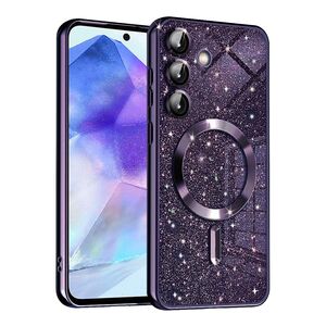 Husa pentru  Samsung Galaxy A55 cu MagSafe Sparkle Glare Detachable Layer, cu protectie lentile - mov