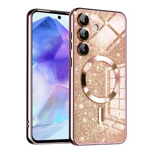 Husa pentru  Samsung Galaxy A55 cu MagSafe Sparkle Glare Detachable Layer, cu protectie lentile - roz