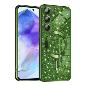 Husa pentru  Samsung Galaxy A55 cu MagSafe Sparkle Glare Detachable Layer, cu protectie lentile - verde