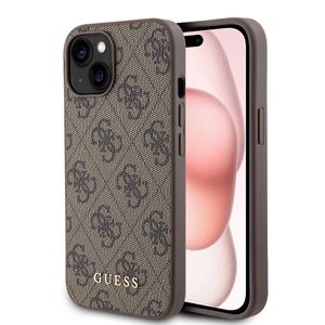 Husa pentru  iPhone 15 Guess - Hardcase 4G Series - maro