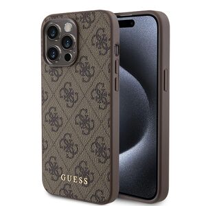 Husa pentru  iPhone 15 Pro Max cu MagSafe Guess - Hardcase 4G Series - maro inchis