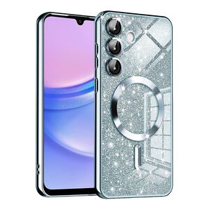 Husa pentru  Samsung Galaxy A15 cu MagSafe Sparkle Glare Detachable Layer, cu protectie lentile - albastru deschis
