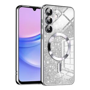 Husa pentru  Samsung Galaxy A15 cu MagSafe Sparkle Glare Detachable Layer, cu protectie lentile - argintiu