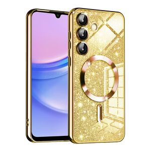 Husa pentru  Samsung Galaxy A15 cu MagSafe Sparkle Glare Detachable Layer, cu protectie lentile - auriu