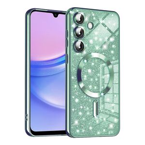 Husa pentru  Samsung Galaxy A15 cu MagSafe Sparkle Glare Detachable Layer, cu protectie lentile - verde deschis