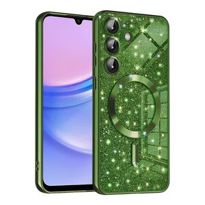 Husa pentru  Samsung Galaxy A15 cu MagSafe Sparkle Glare Detachable Layer, cu protectie lentile - verde