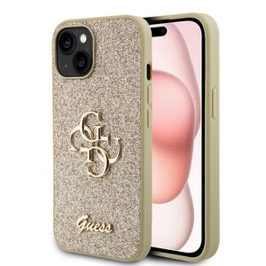 Husa pentru  iPhone 15 Plus Guess - Glitter Fixed - auriu