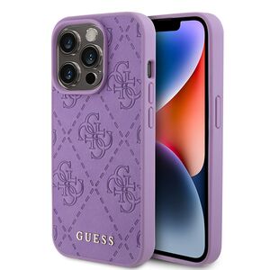 Husa pentru  iPhone 15 Pro Max Guess - Leather 4G Triangle Strass - mov
